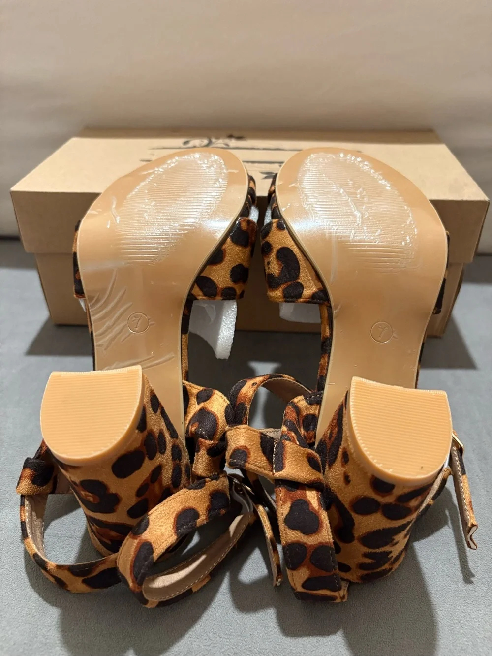 Women’s Leopard Print Block Heel Sandals - US Size 8.5